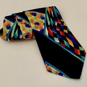 NECKTIE ELECTRIC BRITES COLORFUL BOLD COLORS GEOMETRIC PATTERN, MINT!